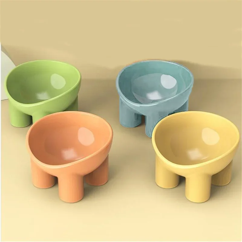 Dog Cat Bowl Elevated High Foot Small Dog Bowl Neck Protector Pet Food Water Bowl Anti-tip Pet Feeding Dessert Dish Plate