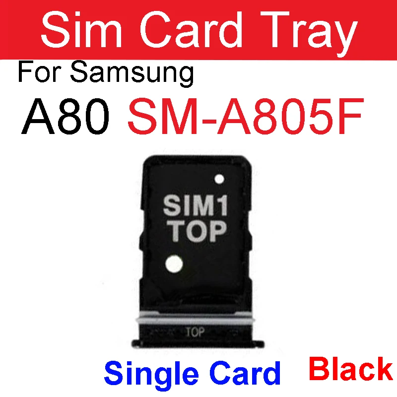 Sim Card Tray For Samsung A80 SM-A805F A805S SIM Card Holder Socket Slot For Samsung A80   Card Reader Connector Parts