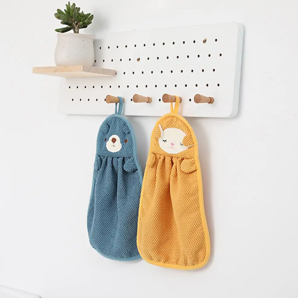 Cartoon Hand Towel Cute Cartoon Design Microfiber Hand Towel Set for Quick-drying Absorbent Bathroom Kitchen Use with Hanging