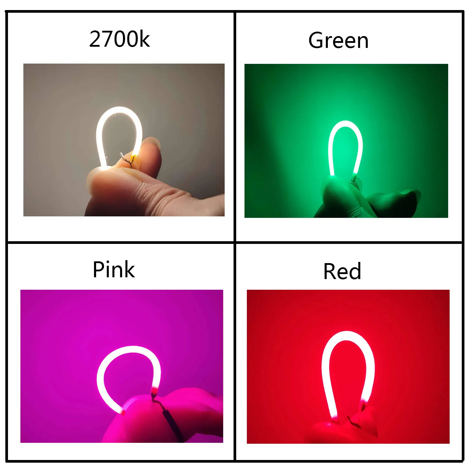 DC3V 60mm Retro Edison Bulb Flexible COB LED Filament 2200K/Green/Blue/Red/Pink Diodes Lamp Parts Incandescent Light Accessories