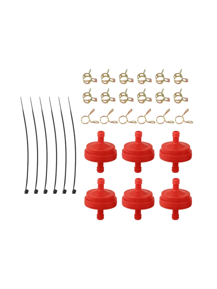 14 Inch Fuel Filter Set for Lawn Equipment Features 6 Filters and 18 Hose Clamps for Easy Installation on Small Engines