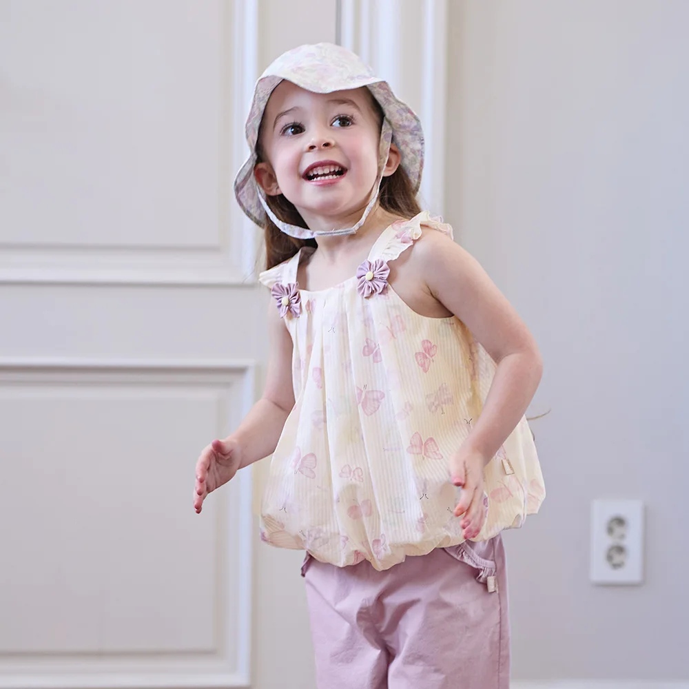 Dave Bella Girls Pure Cotton Set Summer Top Pants Suit Children Print Pullover Vest Elastic Cool Trousers Casual Sweet DB2261567