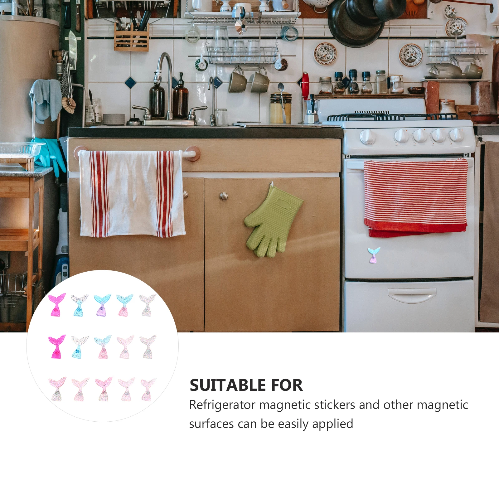 

15Pcs Fridge Magnet Mermaid Sticker Clear Pattern Home Decor Accessory for Office Dorm Supermarket Cafe Wall Refrigerator