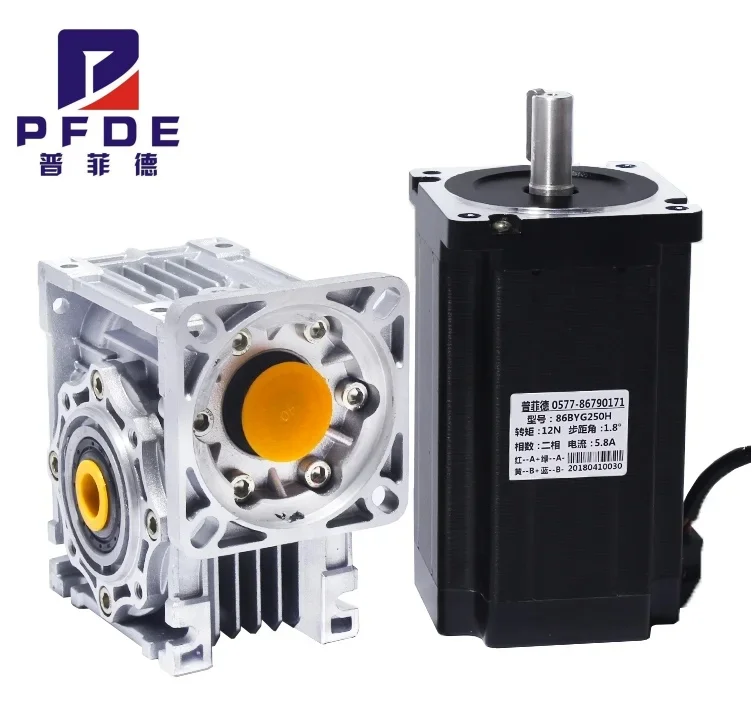 

Шаговый двигатель NEMA34 86BYG250H 12N с червячным редуктором NMRV040, выходной вал 18 мм, комплект.