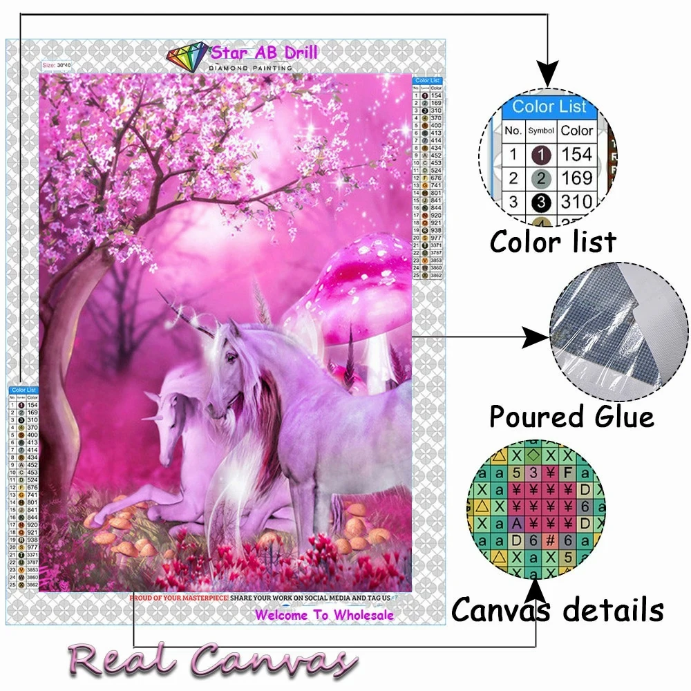 Pink Landscape 5d Diy AB Diamond Painting New Collection 2023 Unicorn Horse Animal Art Embroidery Cross Stitch Home Decor Gift