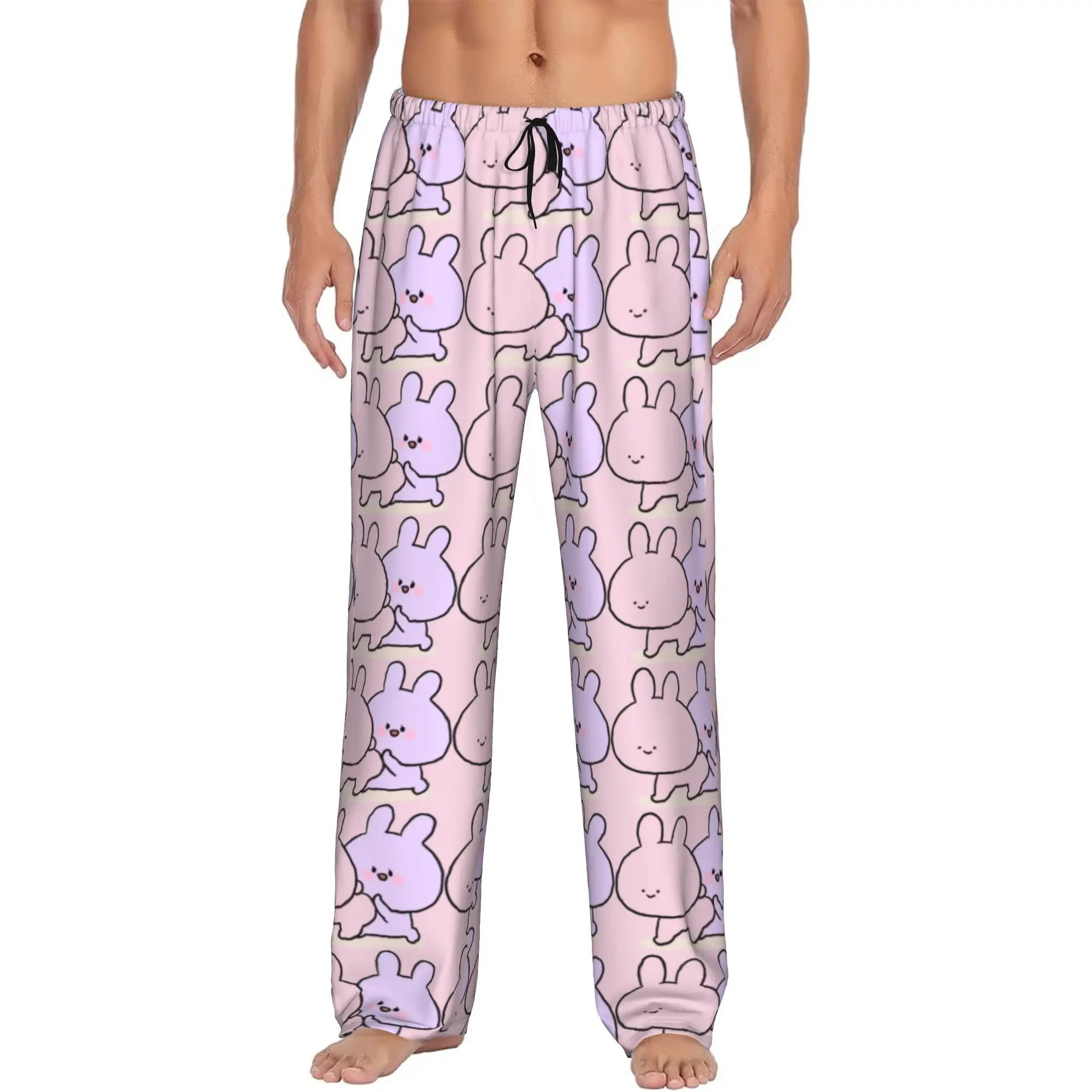 Custom Printed Cartoon A-Asamimichans Cute Pajama Pants for Men  Sleep Sleepwear Bottoms with Pockets