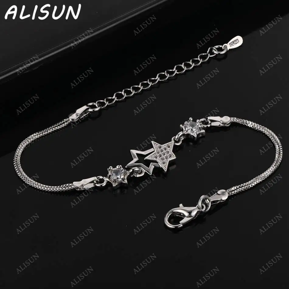 

ALISUN 925 Sterling Silver Zircon Pentagram Bracelets For Women Charm Trend Birthday Gifts Fashion Party Fine Jewelry