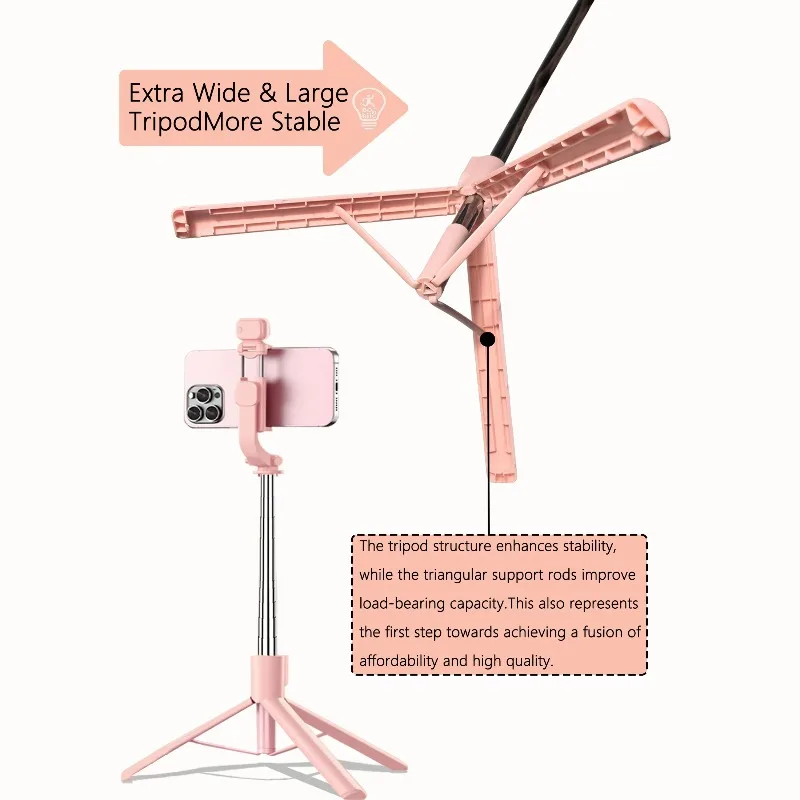 حامل ثلاثي القوائم من الألومنيوم تلسكوبي مع ضوء ملء وجهاز تحكم عن بعد متوافق مع البلوتوث #4