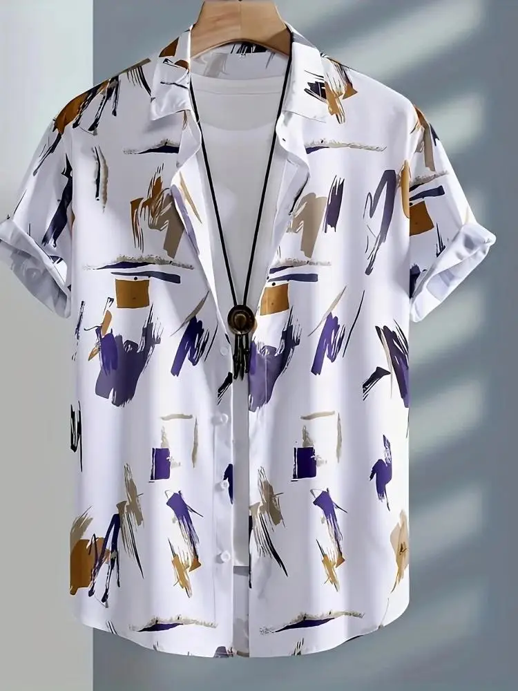 

Men's Shirt 3D Printed Retro Fashion Top Short Sleeved Beach Sports Shirt Street Hawaiian Short Sleeved Shirt Men's Clothing