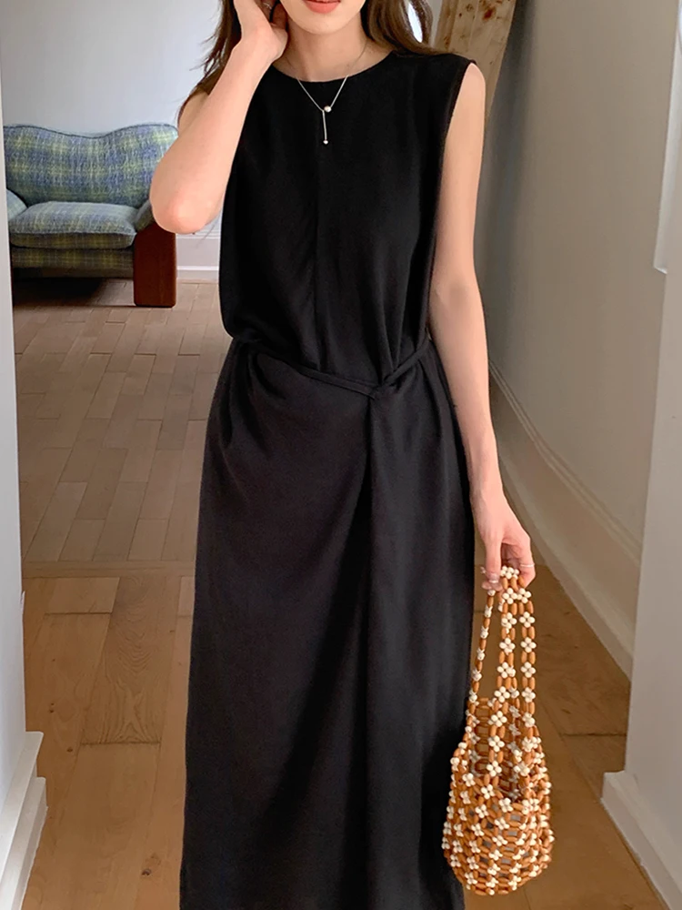 Gilet estivo in cotone e lino da donna nuovo Dr con cintura design asimmetrico gonna lunga coreana Sle vita ampia No Sve