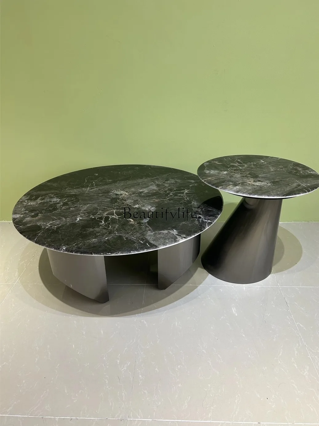 Living room household coffee table supercrystalline stone round minimalist small apartment tea table