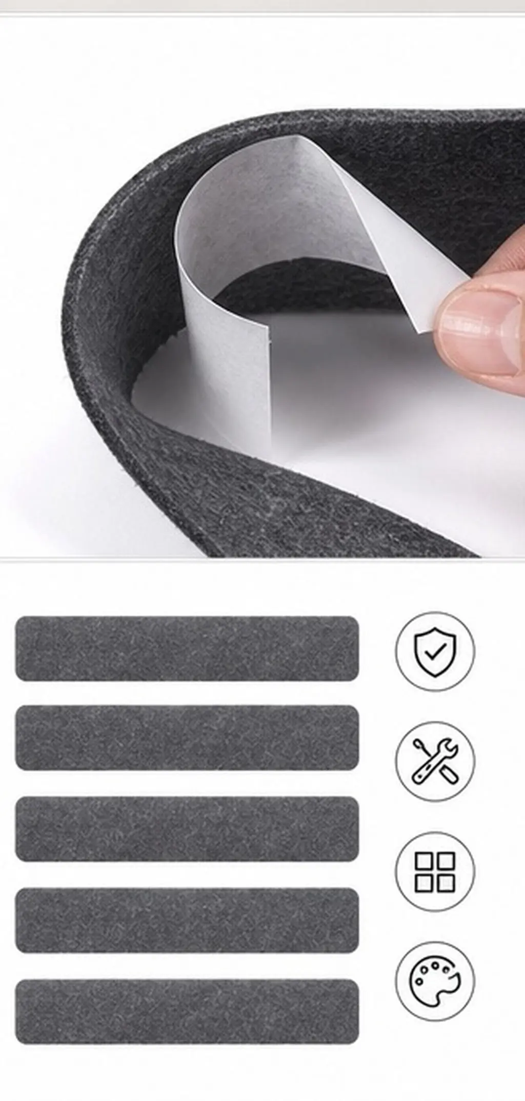 8Pcs Felt Bulletin Board Strips Adhesive Memo Cork Bar Strips for Office Home School Display Pin Felt Pin Board Strip