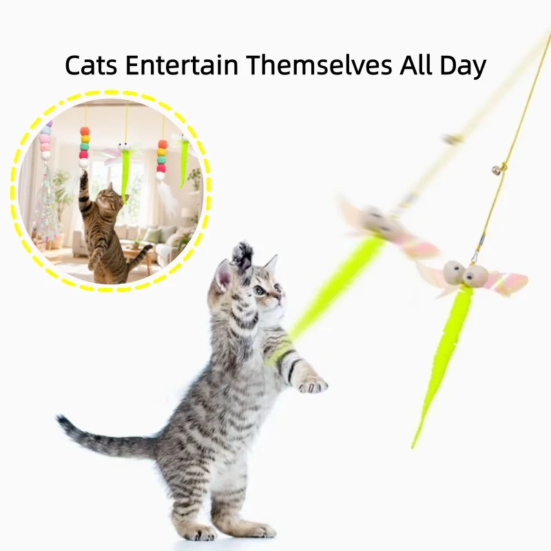 Interactive Cat Toy Teaser Wand - Hanging Simulation Funny Self-Entertaining Kitty Play Tool for Kitten Interactive Cat Supplies