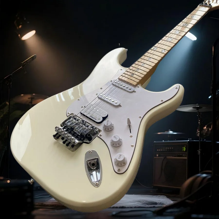 Gran oferta, guitarra ST blanca, edición profesional de grado Tour profesional, pastilla SSH de doble puente oscilante grande 2025