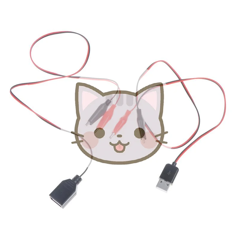 55CM Alligator Test Clips Power Cable Clamp To USB Male And Female Socket Test Leads Connector Power Supply Adapter Wire