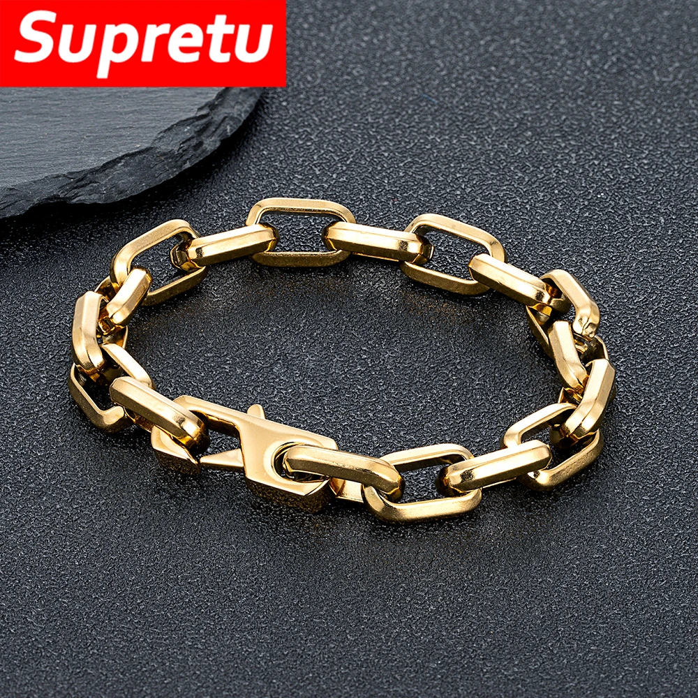 Fashion Simple Cuba O-chain Bracelet Men Women Charm Stainless Steel Dubai Link Punk Hip Hop Couple Bangle Trendy Jewelry Gifts