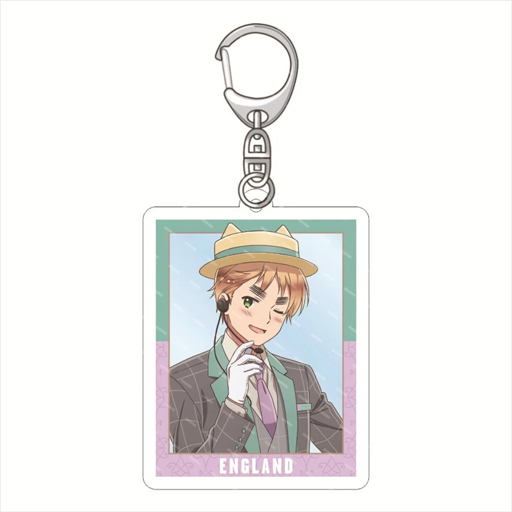 Cute Anime Axis Powers Hetalia Keychain Figure Ivan Alfred Arthur Cosplay Acrylic Key Chain Kawaii Bag Pendant firend Gift