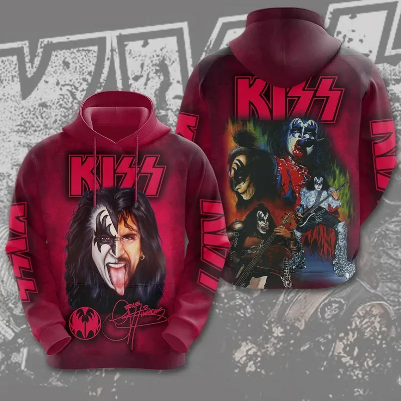 2025 Rock Band Kiss Hoodies 3Dพิมพ์ผู้ชายผู้หญิงHip Hopขนาดใหญ่Pullover Hooded Sweatshirtsแฟชั่นStreetwear Manเสื้อผ้า