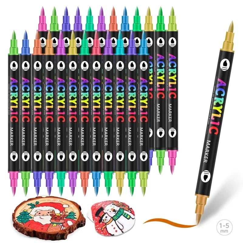 12/24/36/48/60 Pcs Highlighter Color Pen Double Headed Double Color Marker Art Marker Art Stationery School Office Supplies