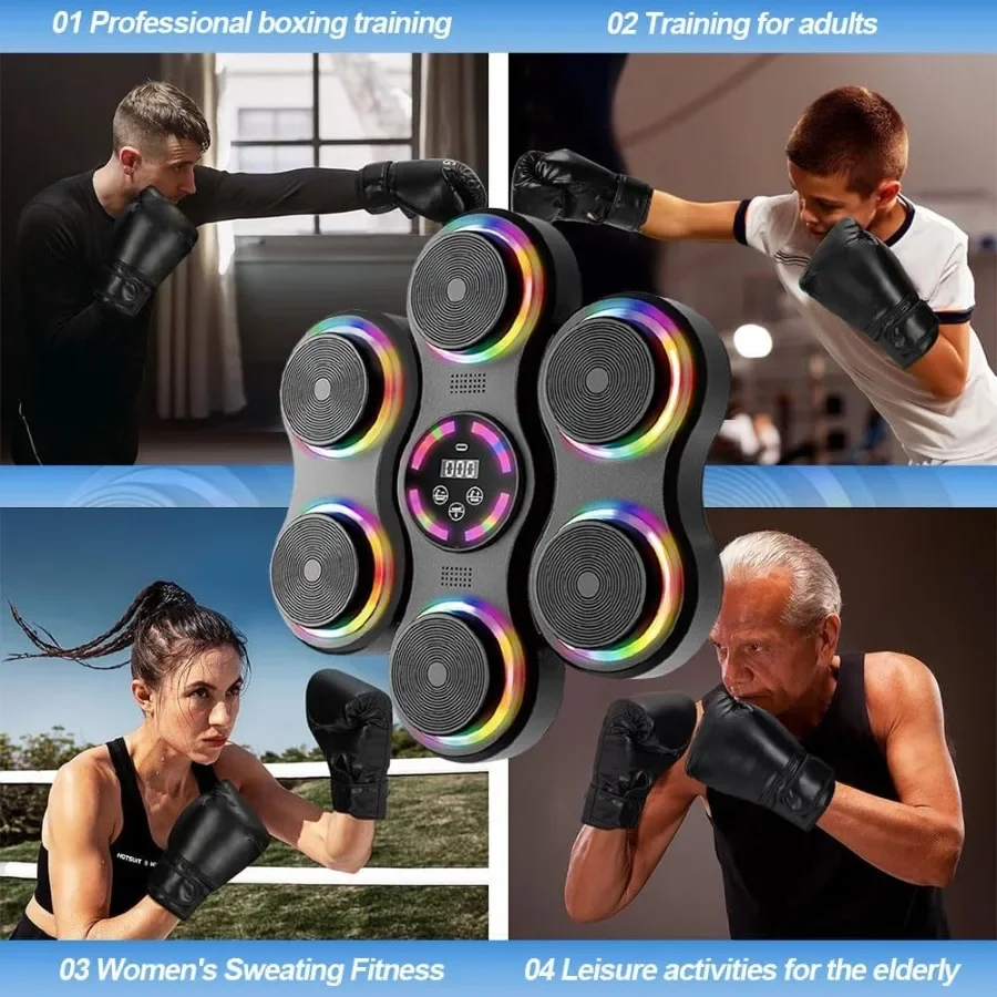Inteligentny trener bokserski Bluetooth do montażu na ścianie, do domu, biura lub na siłownię, z obsługą audio i muzyką, interaktywny sprzęt do treningu.