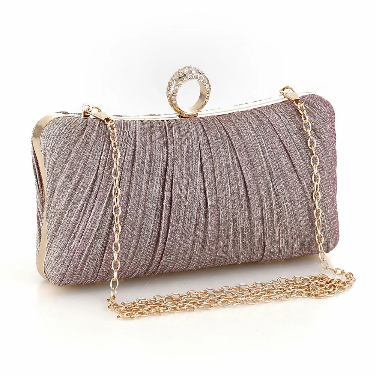 Glitter Handbag Vintage Pleated Evening Clutch Bag Rhinestone Shoulder Bag Premium Crossbody Evening Bag For Formal Events