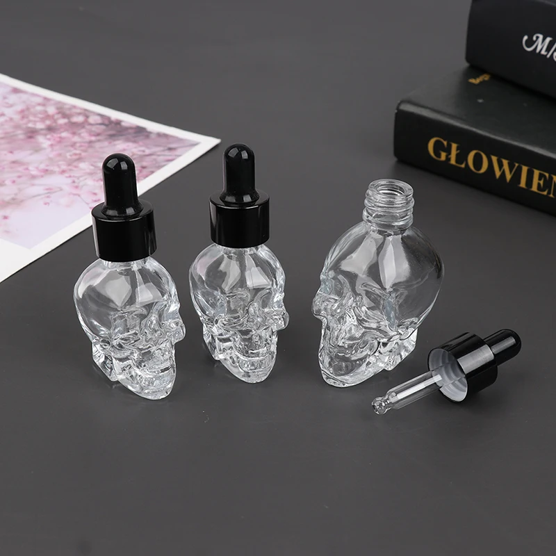 10pcs Dropper Bottle New Skull Shape Glass 15/30/50ml for E-juice Head Glass Eliquid Dropper Glass Bottles E-liquid Fog Juice