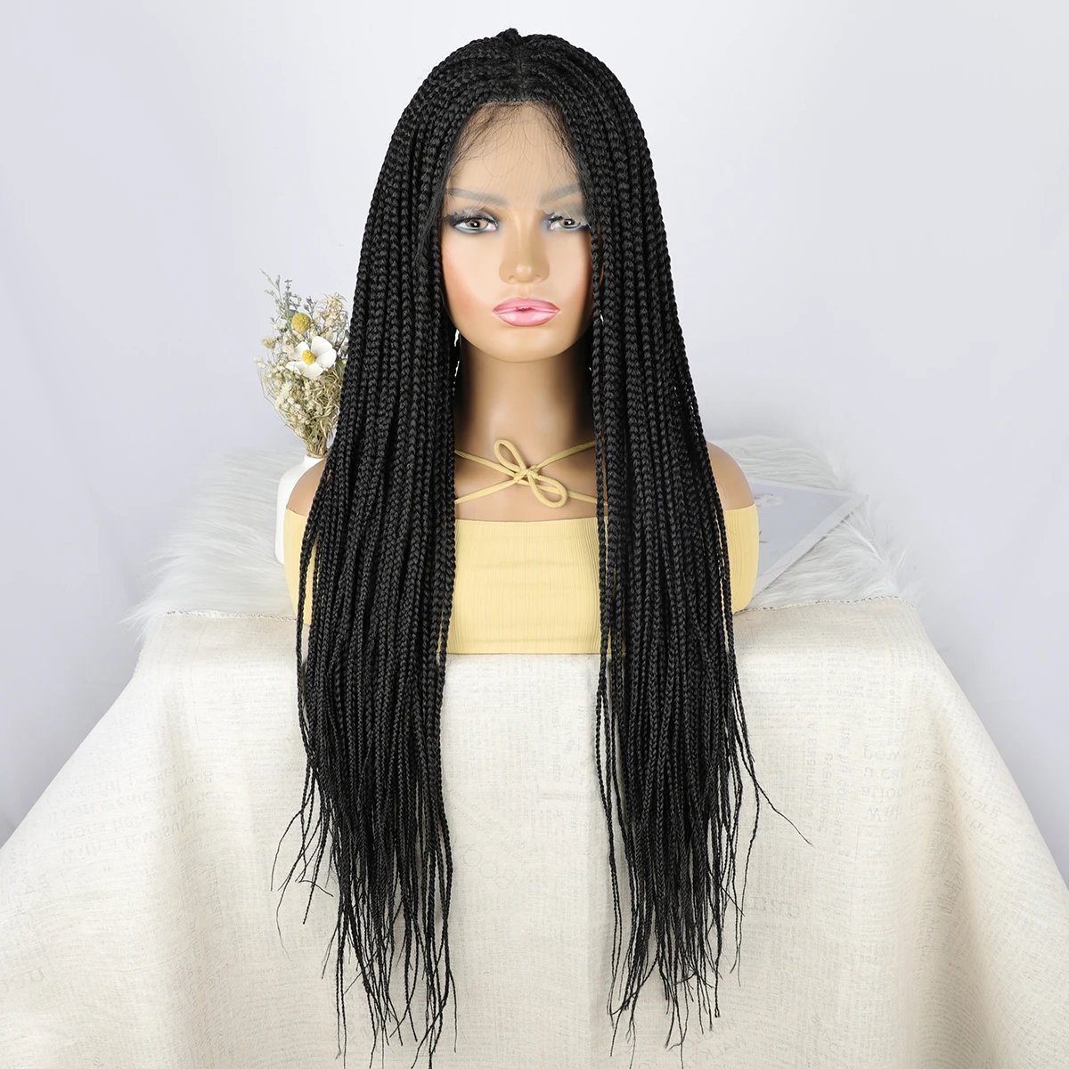 Braided Wigs for Black Women Synthetic Lace Front Wigs Transparent Lace Front Braid Wig Braids Wigs With Baby Hair 34inch