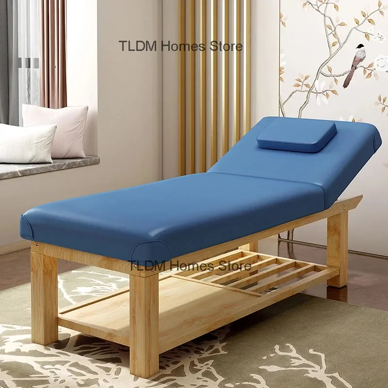 Modern Solid Wood Folding Massage Tables Aesthetic Stretcher Portable Body Massage Beds Minimalist Home Moxibustion Therapy Bed image 5