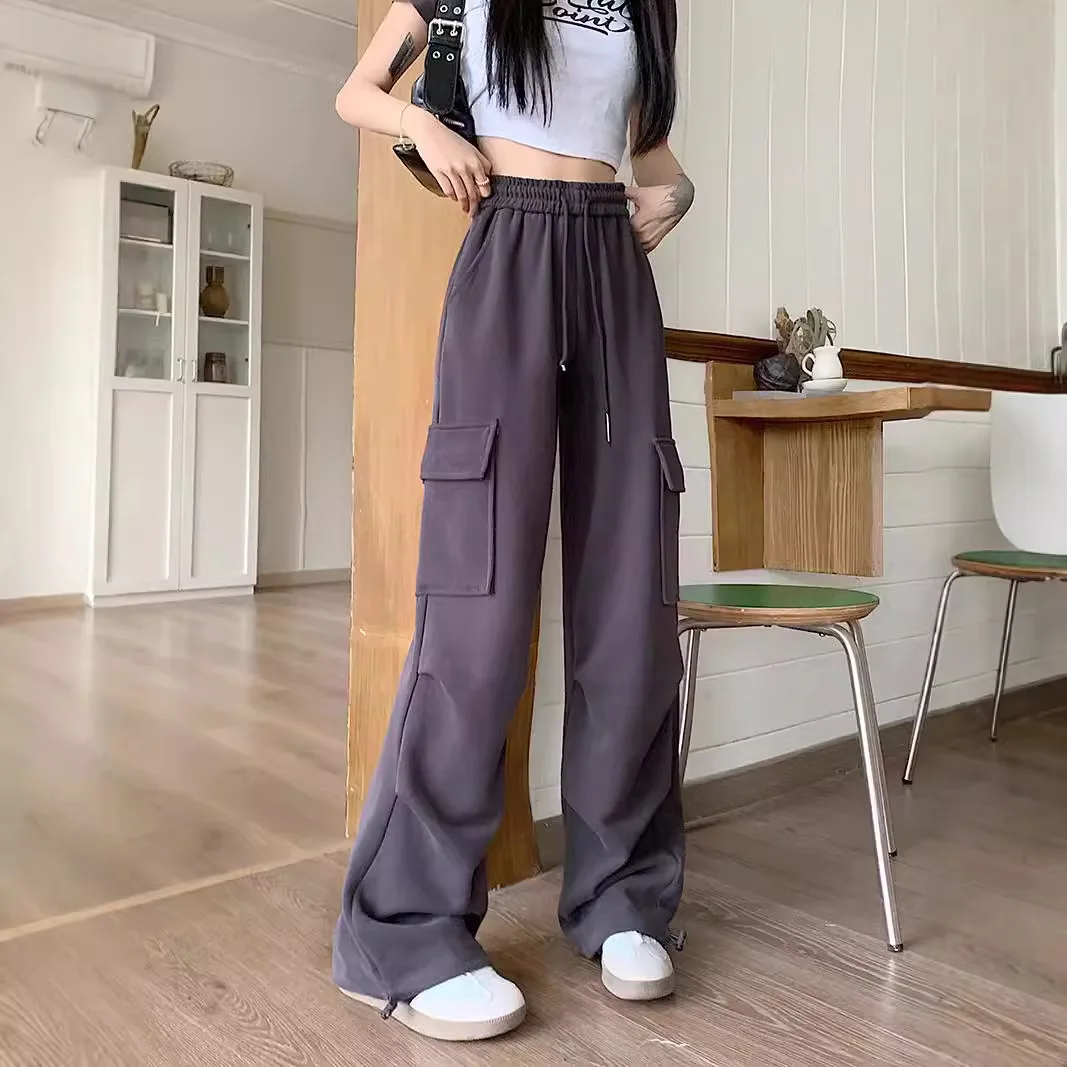 

Брюки-карго с американским дизайном на шнурке, женская мода, уличная одежда в стиле хип-хоп, женские брюки, новинка 2024, летние универсальные брюки-карго