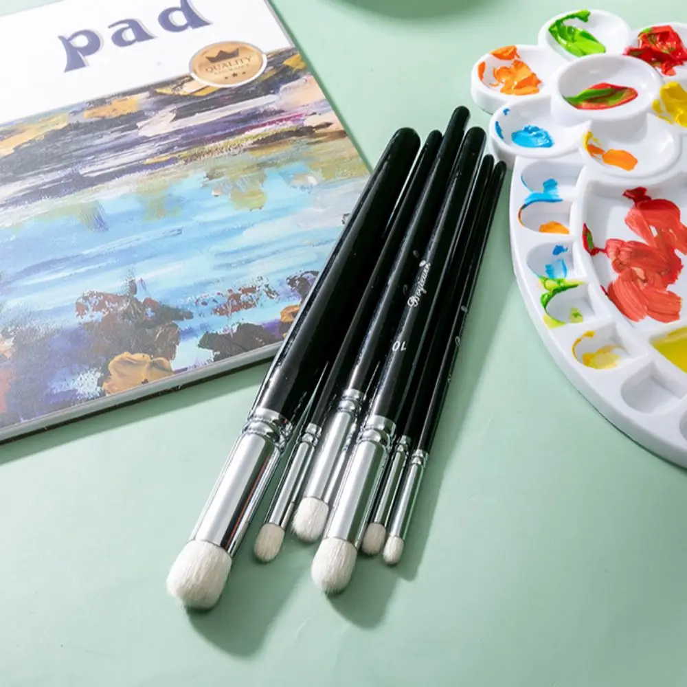 6 Buah Set Kuas Cat Lukis Seni Miniatur Patung Fantasi Detail Halus Kuas Gagang Kayu Model Skala Detail Mikro