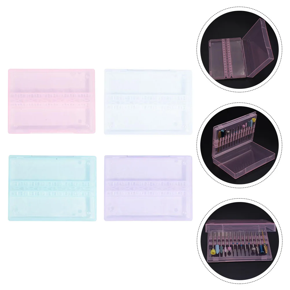 Organizer na 4 frezy do paznokci, wysokiej jakości materiał PP, pudełko do przechowywania głowic szlifierskich do manicure, akcesoria na biurko.