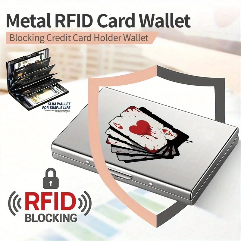 

Персонализированный дизайн покера в стиле граффити, прочный металлический кошелек, хранилище для карт, модные аксессуары