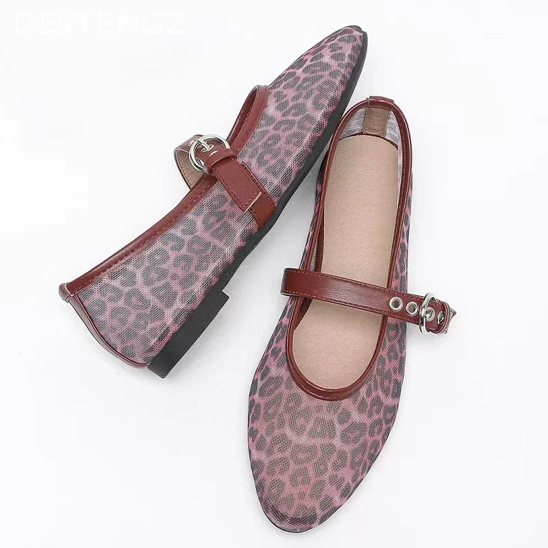 Leopard Women Mesh Loafers Shoes Walking Summer Designer Shallow Sandals 2025 Casual Breathers Cozy Elegant Sport Mujer Zapatos