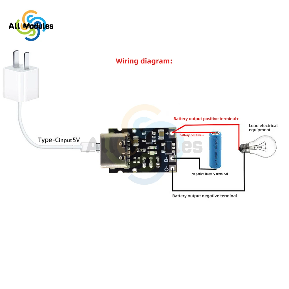 Charging Module Battery Charging Board with Battery Protection BMS 5V Type-C Lithium Battery Charge Module