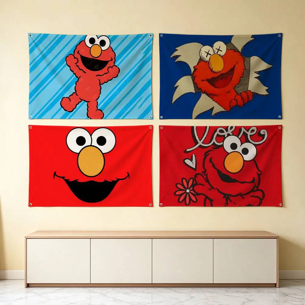 Sesame Street E-Elmo Cartoon  Flags for Bedrooms Home Decor Items Outdoor Decors Garage Decoration Flaga