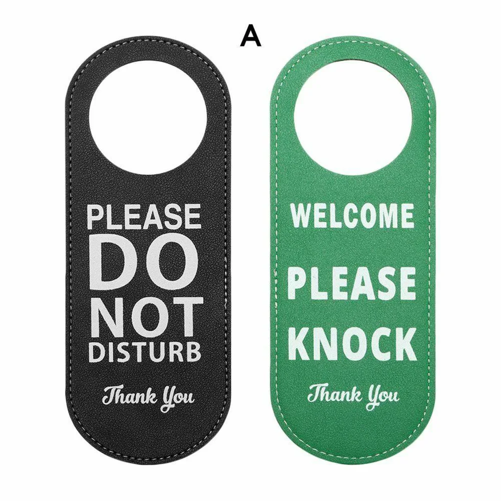 Bulletin Board Leather Double-sided Door Sign Do Not Disturb Please Knock Signs Door Knobs Meeting Room Door Hanger Tags Label