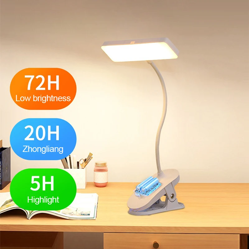 LED Desk Light Three Level Adjustable Light Office Light Dormitory Bedroom Learning Eye Protection Foldable Clip Desk Lamps
