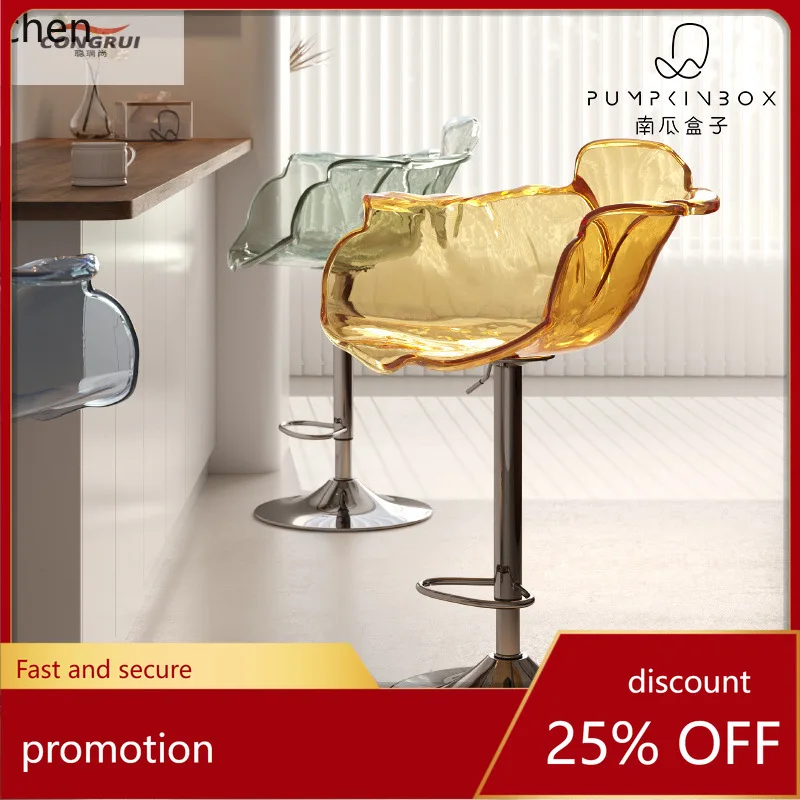 

LXC Light Luxury High Stool Transparent Adjustable Island Chair Cafe Internet Celebrity Bar Chair
