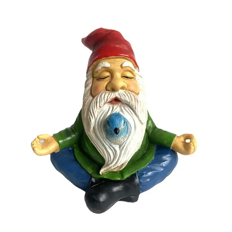 

Garden Gnome Statue Gnome Beard Hidden Bird Meditation Dwarf Resin Craft Decoration Ornaments Zen Garden Statue Decoration