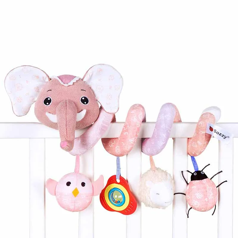 Cartoon Wind Chime for Baby Stroller, Elefante Raposa Bonito, Pingente De Música, Calmante, Bed Around, Plush Pendant Toys