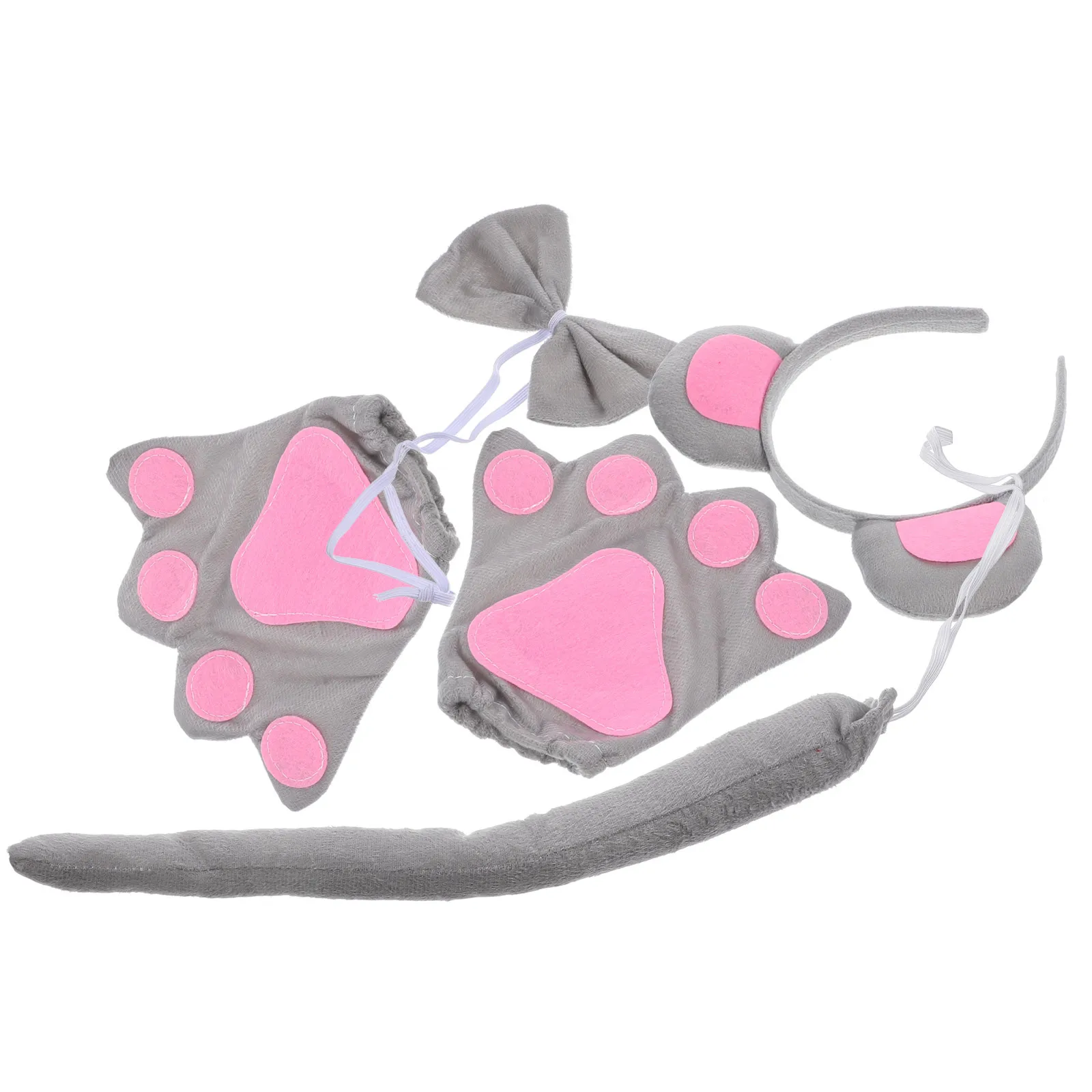 1 セットマウスヘッドバンドテールボウ動物コスチューム軽量パーティー装飾コスプレアクセサリー女性フェスティバル用