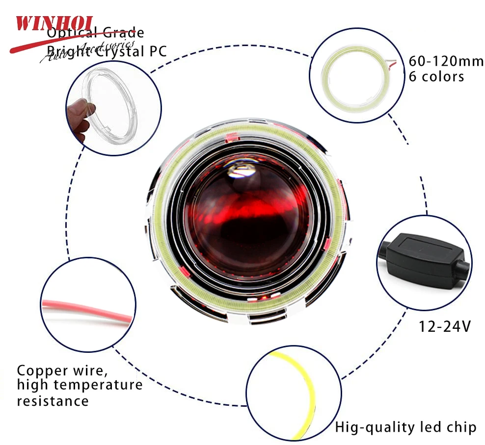 1PC COB LED Angel Eyes Bulb Halo Ring Lamp 12-24V Fog Light Car Daytime Running Light DRL Decorative Lights 70 80 90 100 110mm