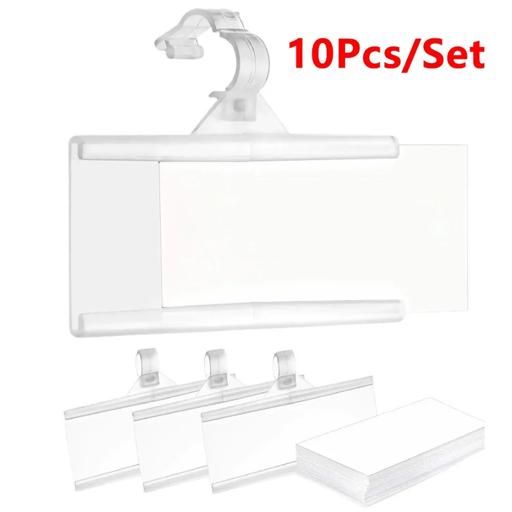 10Pcs Plastic Price Tag Holder Snapon Lockon Hanging Label Holder Translucent Price Display Card Retail Store Display