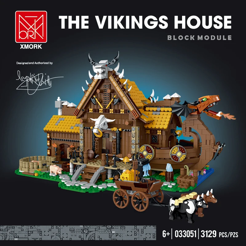 

New 3129pcs 033051 MOC History The Vikings House Building Blocks Model Bricks Assembling Toys for Children Birthday Gift Set