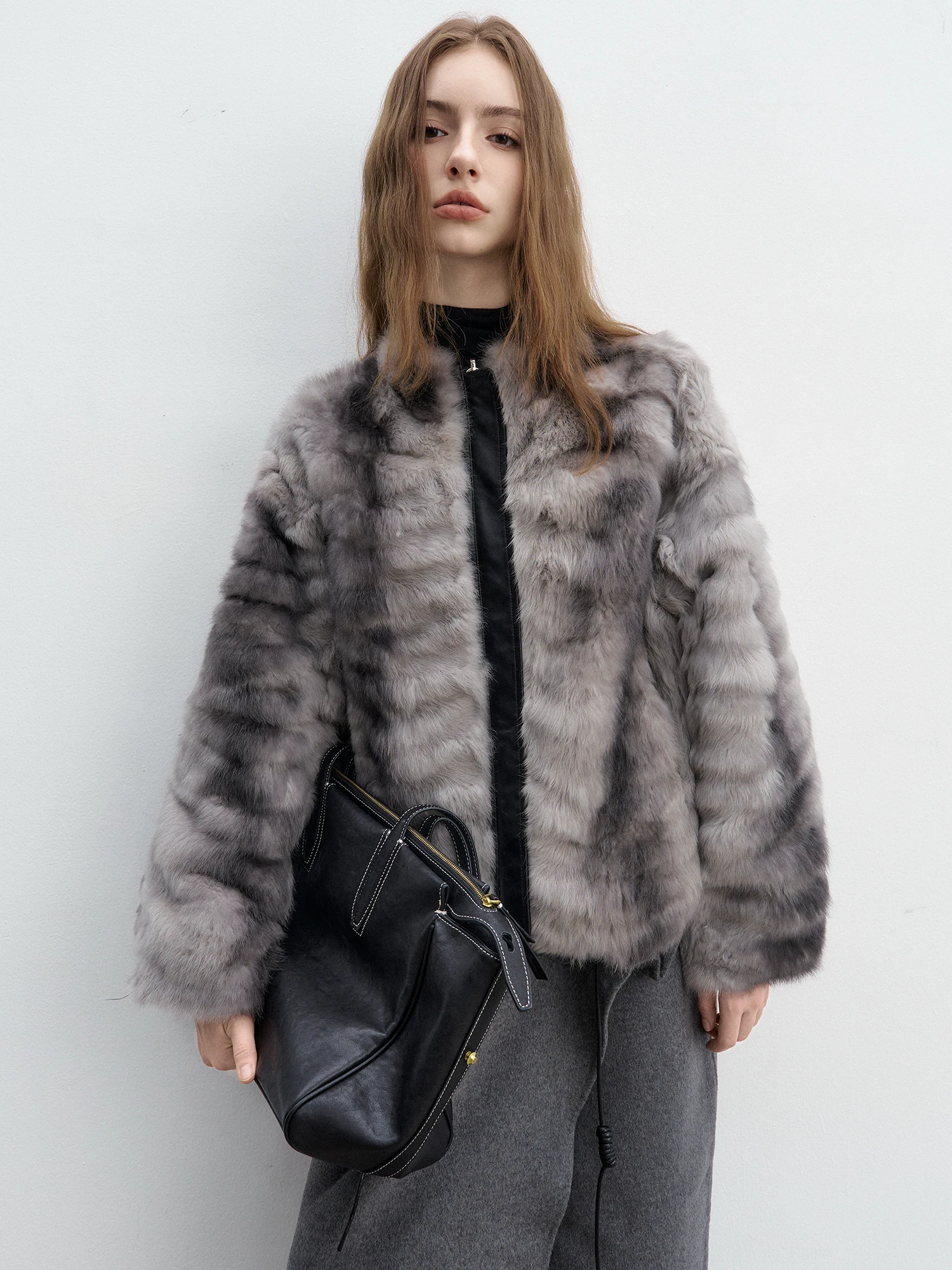 Double-Sided Wear Rabbit Fur Jaet ort Young Fem Leather Coat MANMONA Warmth All-Weather Sli Korean Version Coat