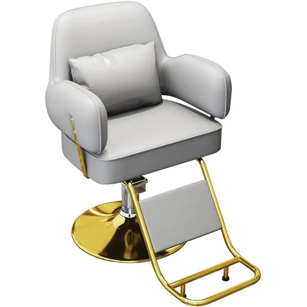 Cadeira de cabeleireiro hidráulica com encosto de cabeça ajustável, rolamento cadeiras giratórias, altura ajustável, Salon Chair, 360 °