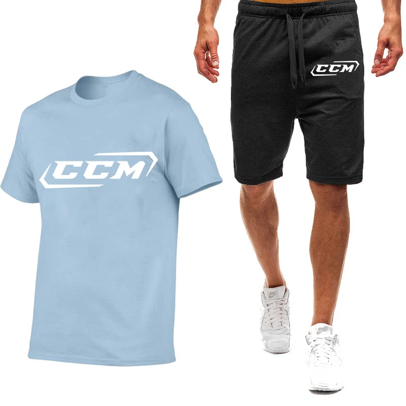 2024 Ccm Zomer Heren Comfortabele Vrije Tijd Trendy Beweging T-Shirt + Korte Broek Nieuwe Hiphop Tweedelig Pak Met Korte Mouwen