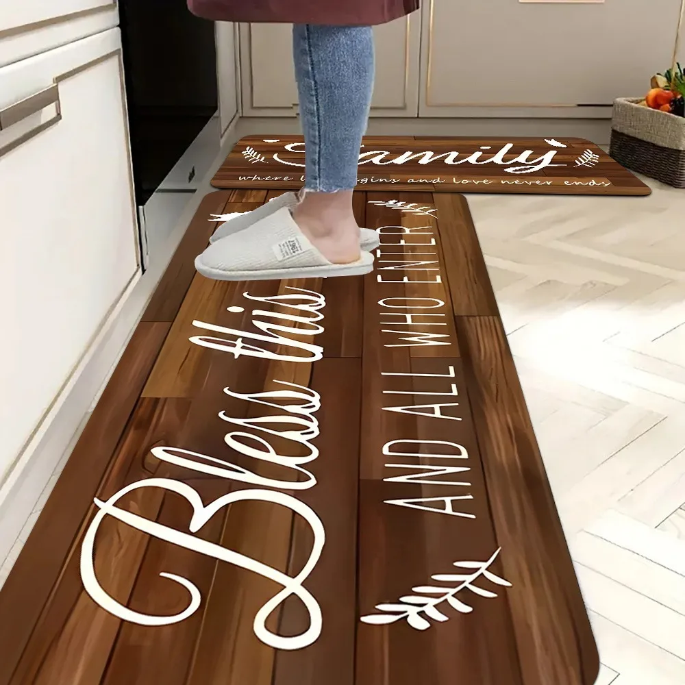 

1PC Home Blessing & Family Kitchen Rug Non-Slip Door Mat Pop design Bathroom Rug Bath Mat Carpet for Home Sink Laundry ecoreeree