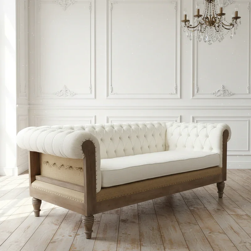 

fl-American Style Classic White Velvet Chesterfield Sofa Set Luxury Living Room Home Furniture Sectional Couch on Sale%