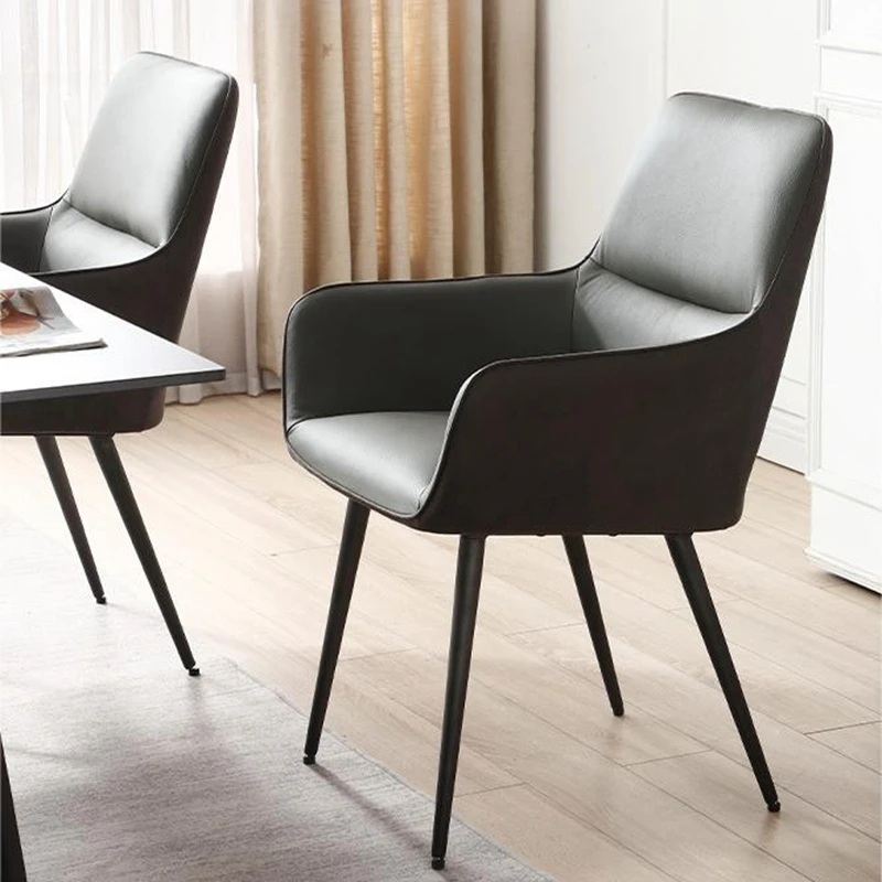 Dining chair head layer cowhide heightened backrest living room bedroom fashion wear furniture dining table and chairs stools